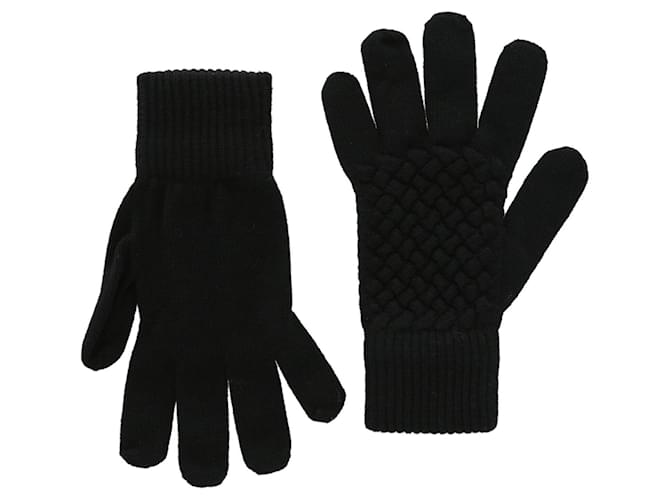 Bottega Veneta Intrecciato Knit Gloves Black Wool  ref.819764