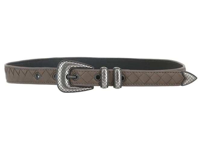 Bottega Veneta Inrecciato Leather Belt Grey  ref.819774