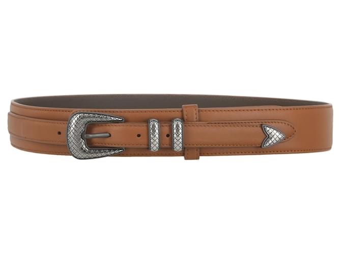 Bottega Veneta Leather Western Tip Belt Brown  ref.819822