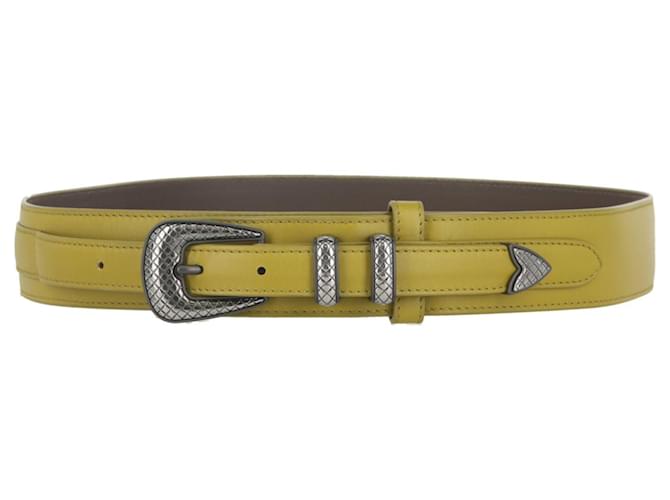 Cinturón de cuero con punta occidental de Bottega Veneta Verde  ref.819880