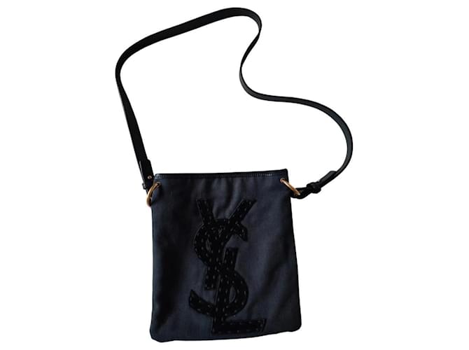 Yves Saint Laurent YSL Cross Body Bag Preto Lona  ref.820055