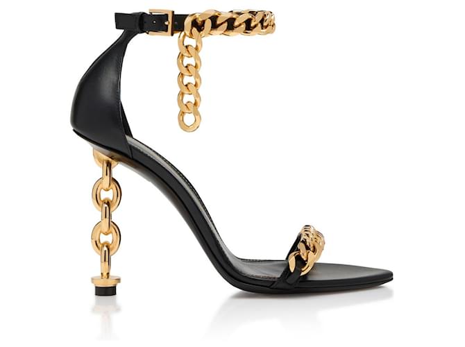 Tom Ford LEATHER CHAIN HEEL ANKLE STRAP SANDAL Details https://www.tomford.com/leather-chain-heel-ankle-strap-sandal/5520727838.html Item No. W3070T-LCL002 Black  ref.820089