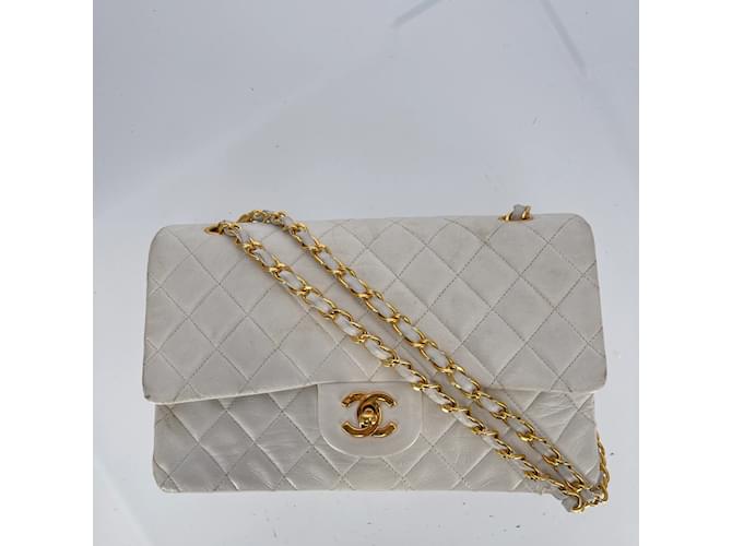 White Medium Lambskin Chanel Classic Double Flap Bag