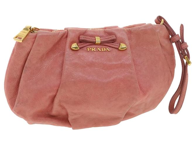 PRADA Pouch Leather Pink Auth 36463  ref.820157