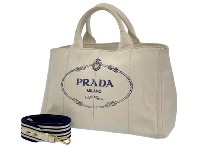 Bolso satchel blanco con logotipo de Canapa de Prada Lienzo Paño  ref.820258