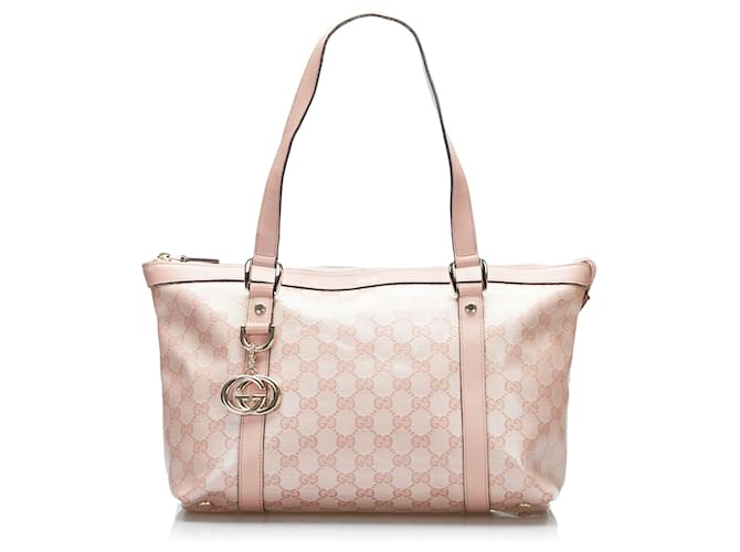 Gucci Pink GG Crystal Abbey Tote Pony-style calfskin Cloth  ref.820302