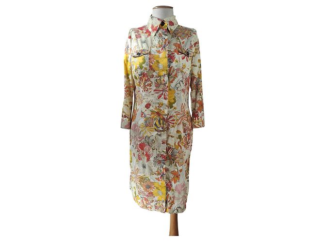 Vestido de flores de algodón 0039 Multicolor