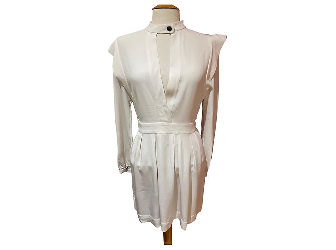 Vestido Isabel Marant de seda e acetato Eggshell Fora de branco