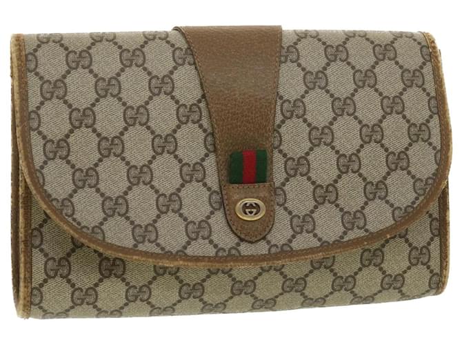 GUCCI Web Sherry Line GG Canvas Clutch Bag PVC Leather Beige Green 89 auth 36492 Red  ref.820428
