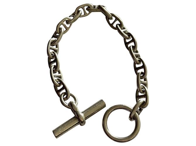 Hermès Anchor chain bracelet Silvery Silver  ref.820823