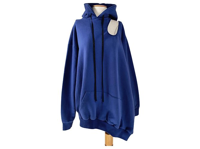 Unravel Project Cut Out Asym Sweatshirt Blau Baumwolle