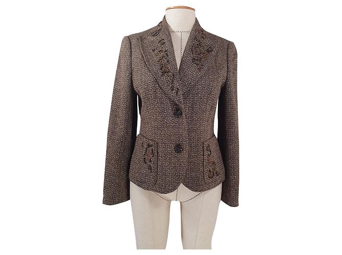 Blazer Luisa Cerano Castanho de Lã e Seda Marrom