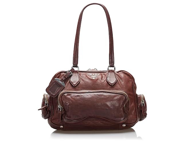 Prada Brown Calf Leather Shoulder Bag Dark brown Pony-style calfskin  ref.820906