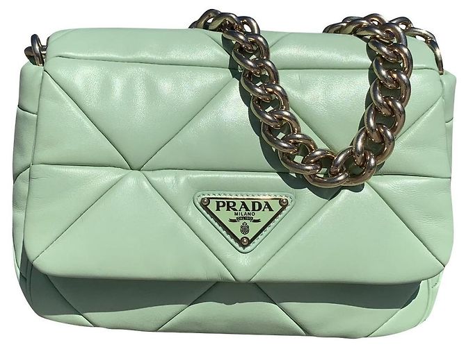 Bolsa de mão Prada Patchwork em couro verde claro