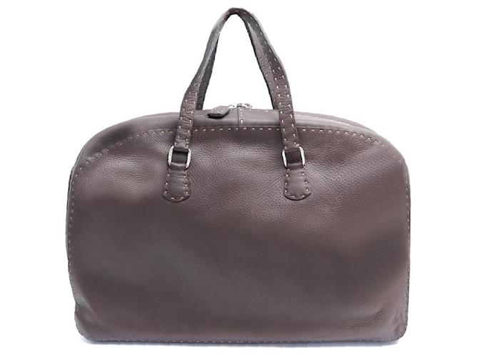 BOLSA FENDI SELLERIA EM COURO GRAINADO MARROM BOLSA DE MÃO DE COURO  ref.820980