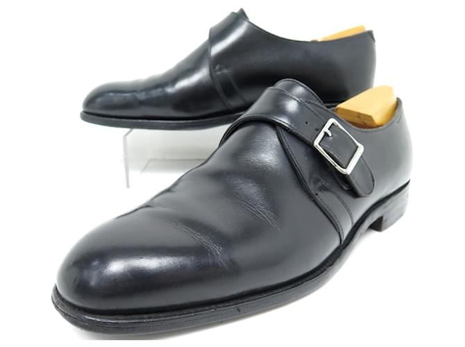 John Lobb JONH LOBB DERBY BUCKLE SHOES 7.5E 41.5 BLACK LEATHER