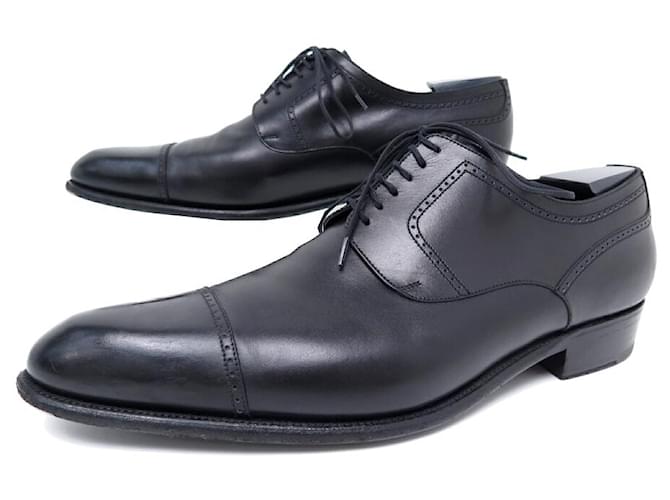 SAPATOS DE COURO JM WESTON DERBY PRETO 10.5C 44.5 Sapatos de couro preto  ref.821019