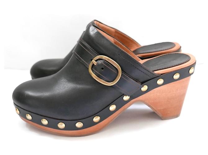 Leather mules & clogs Louis Vuitton Blue size 35 EU in Leather