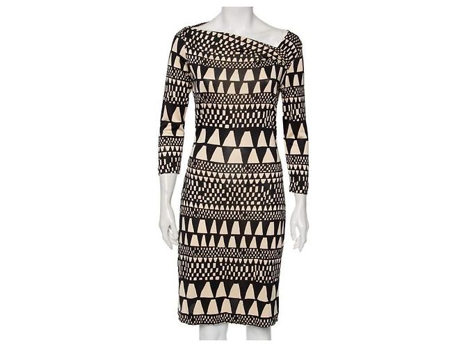 Diane Von Furstenberg DvF Victorio vestido estampado de jersey de seda Negro Beige