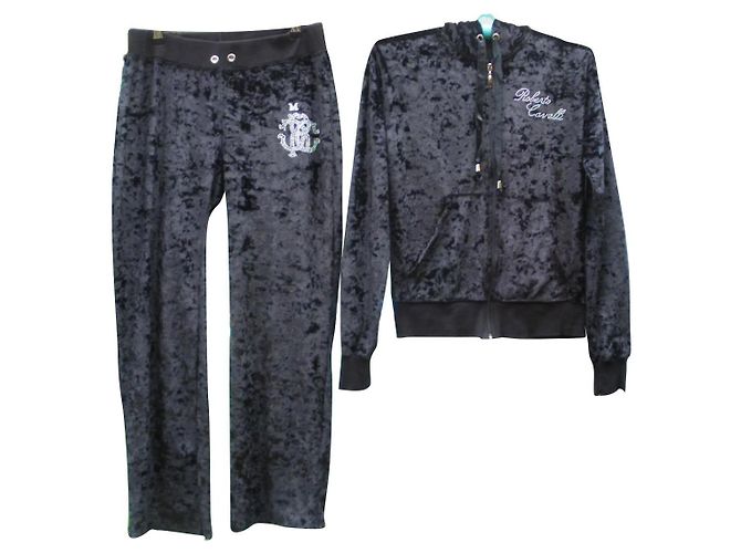 Completo Jogging Roberto Cavalli in Velluto Nero