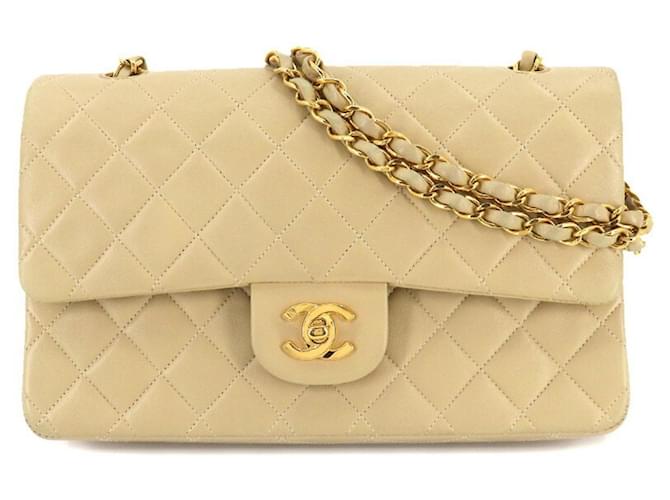 Classique Chanel Timeless Cuir Beige  ref.821496