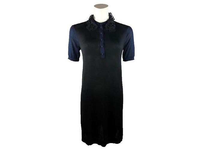 Abito Louis Vuitton in seta nero e blu XL