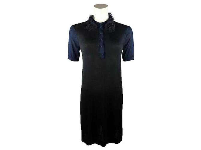 Louis Vuitton Robes Soie Noir Bleu  ref.821801