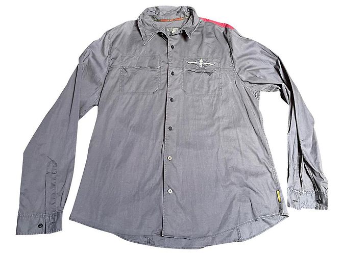 Camicia Armani Jeans blu con cuciture rosse L Rosso