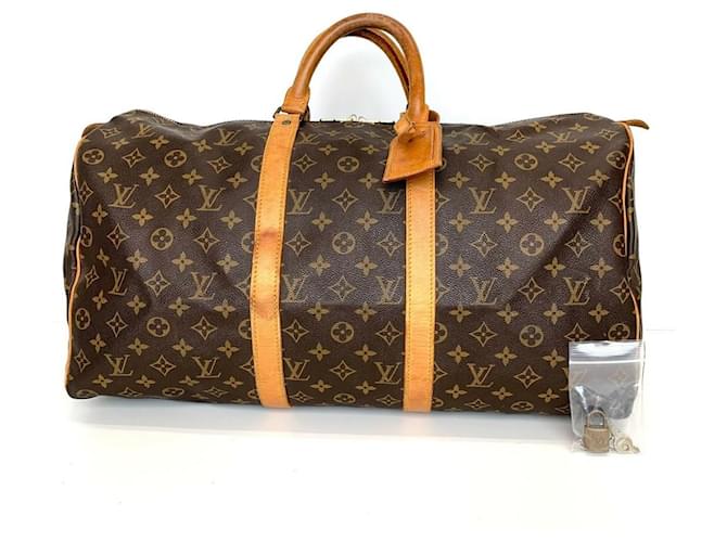 Louis Vuitton - Keepall 50 Handtasche Braun Leder  ref.821959