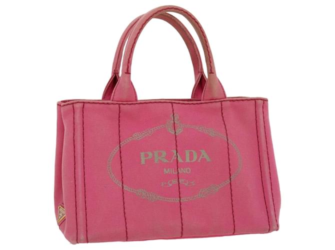 PRADA Canapa PM Hand Bag Canvas 2way Pink Auth th3365 Cloth  ref.822029