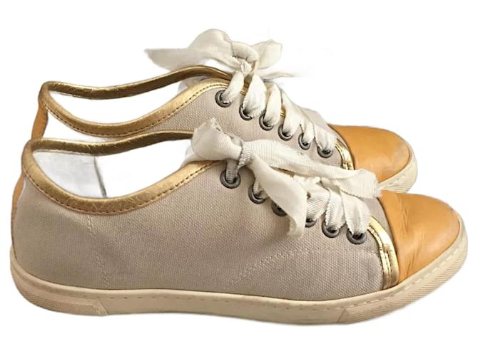 LANVIN Trainers T.UE 35 chiffon Toile Beige  ref.822490