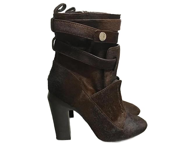 FENDI  Ankle boots T.EU 39 Pony-style calfskin Brown  ref.822539