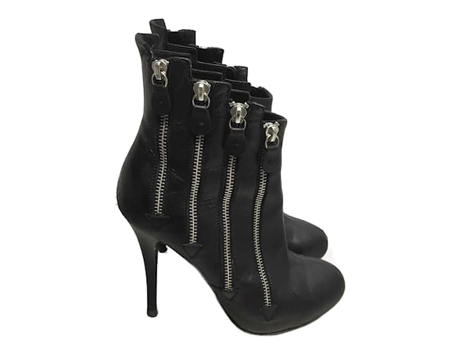GIUSEPPE ZANOTTI  Ankle boots T.eu 37 Leather Black  ref.822553