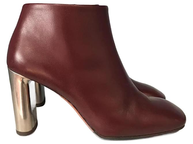Céline CELINE  Ankle boots T.eu 37.5 Leather Dark red  ref.822597