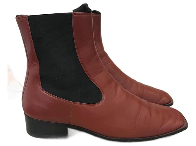 Céline CELINE  Ankle boots T.eu 40 Leather Dark red  ref.822598