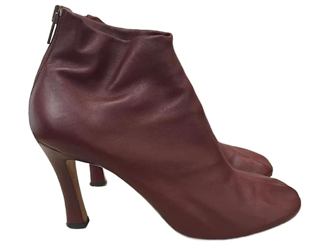 Céline CELINE  Ankle boots T.eu 40 Leather Dark red  ref.822600