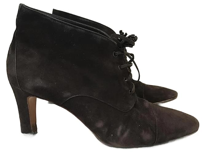CHANEL  Ankle boots T.eu 37.5 Suede Brown  ref.822602