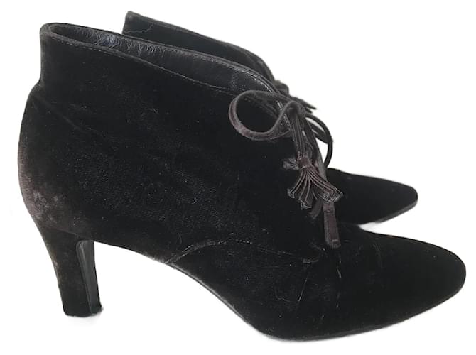 CHANEL Ankle boots T.eu 37.5 velvet Brown ref.822606 - Joli Closet