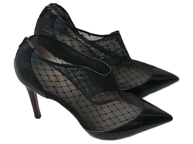 Christian Louboutin VIOLET 120 Mesh Booties Black Leather ref