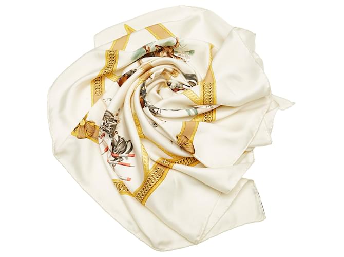 Hermès Hermes White General L’Hotte Silk Scarf Multiple colors Cloth  ref.823001