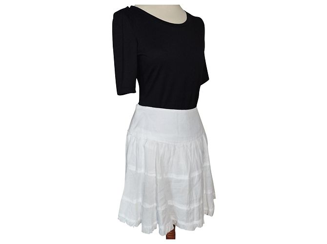 CALVIN KLEIN JUPE SKIRT  FOLK CHAMPETRE DIAMS T 36/38 Blanc