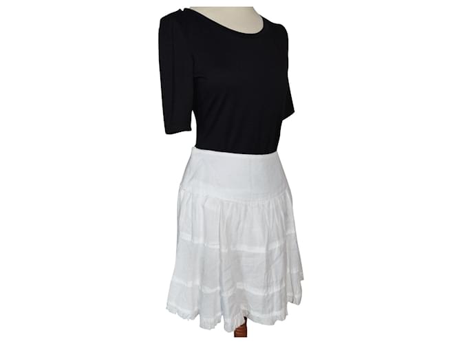 CALVIN KLEIN SKIRT SKIRT FOLK CHAMPETRE DIAMS T 36/38 White Cotton  ref.823042