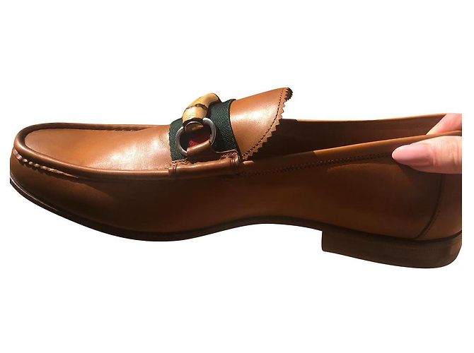Mocasines Gucci de piel marrón bambú Marrón claro
