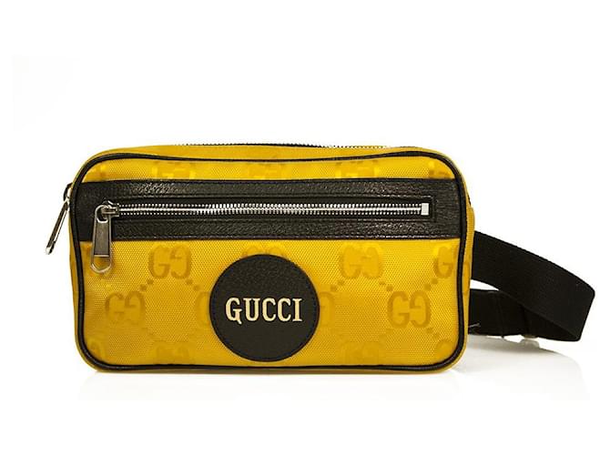 Gucci Off The Grid belt bag in yellow GG nylon made from ECONYL® & black fabric Synthetic  ref.823150