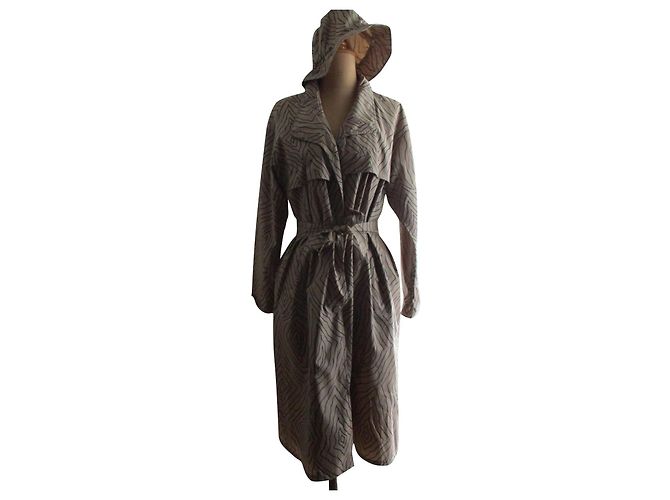 Autre Marque Trenchcoat grafischer Zebra Print beige Polyamid Größe 38
