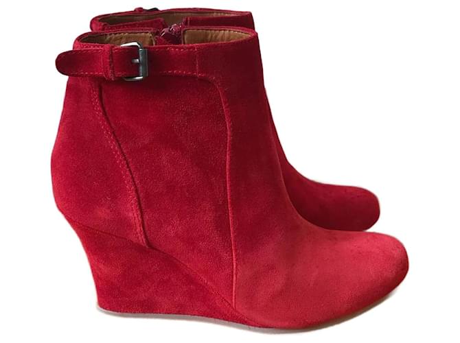 LANVIN  Ankle boots T.eu 36 Suede Red  ref.823503