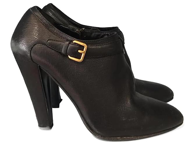 MIU MIU  Ankle boots T.eu 37 Leather Black  ref.823516