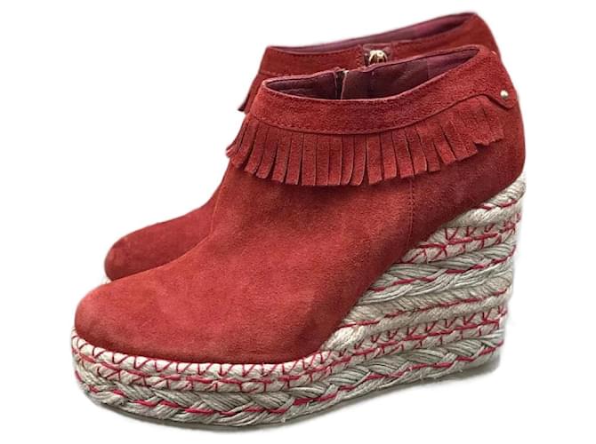 SERGIO ROSSI Stiefeletten T.EU 37.5 Wildleder- Rot Schweden  ref.823523