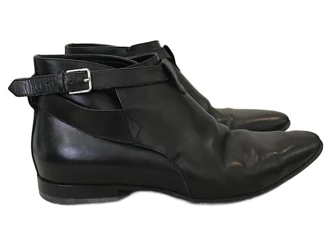 SAINT LAURENT  Ankle boots T.eu 40 Leather Black  ref.823530