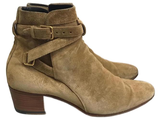 SAINT LAURENT  Ankle boots T.eu 36.5 Suede Camel  ref.823536